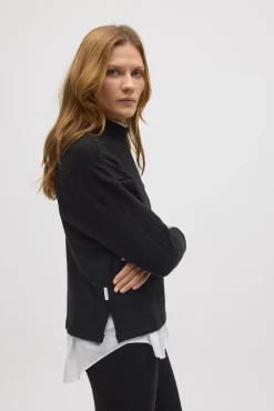 Jersey cuello perkins punto canalé negro