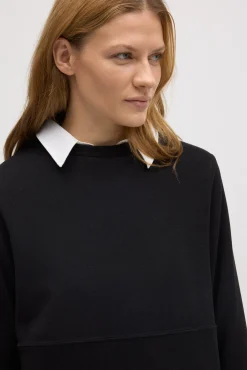 Jersey cuello redondo efecto pana negro