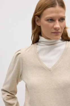 Jersey extra cómodo detalle hombros beige