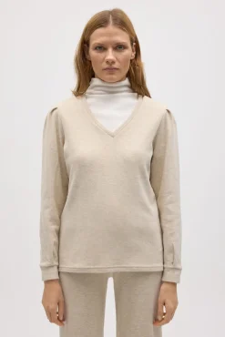 Jersey extra cómodo detalle hombros beige
