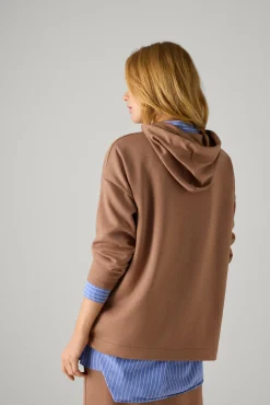 Jersey liso con capucha marrón