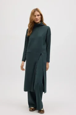 Jersey maxi con abertura cálido verde botella