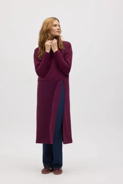 Jersey maxi con abertura cálido burdeos