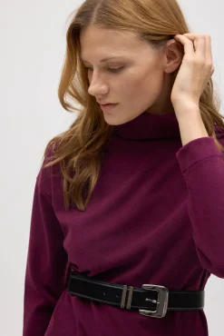 Jersey maxi con abertura cálido burdeos