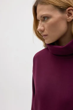 Jersey maxi con abertura cálido burdeos