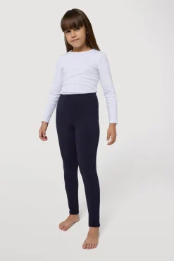 Leggings cálidos de niña algodón natural marino