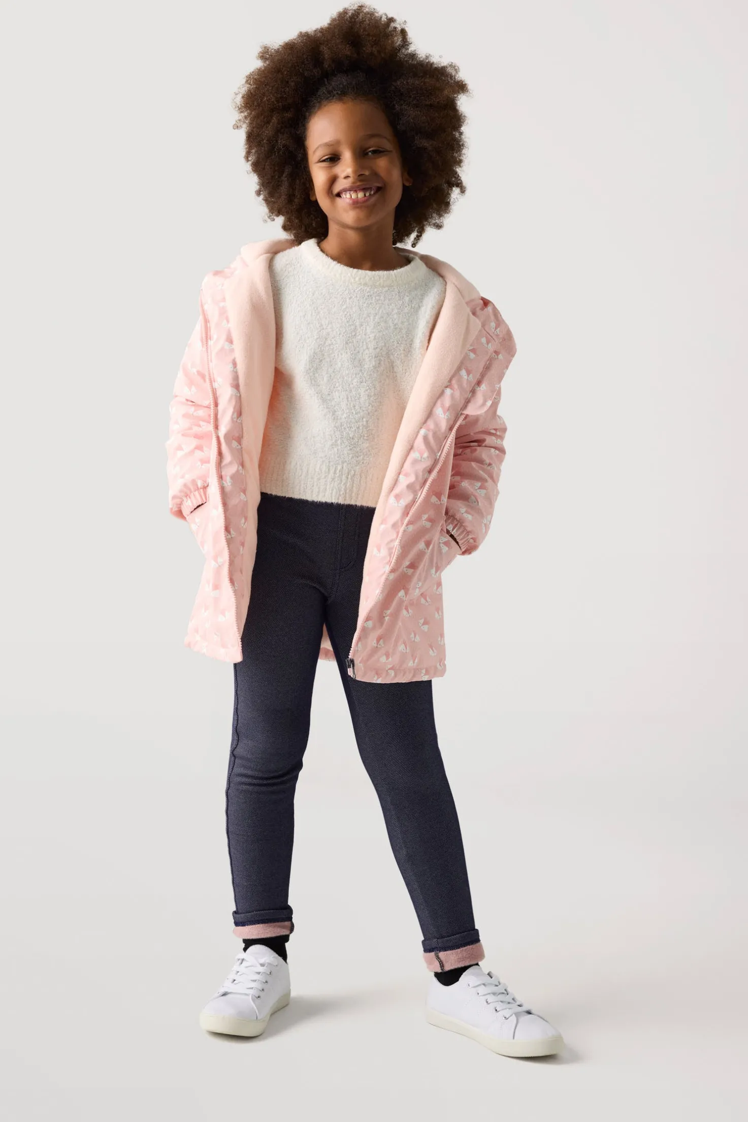 Leggings de niña térmicos con bolsillos traseros marino