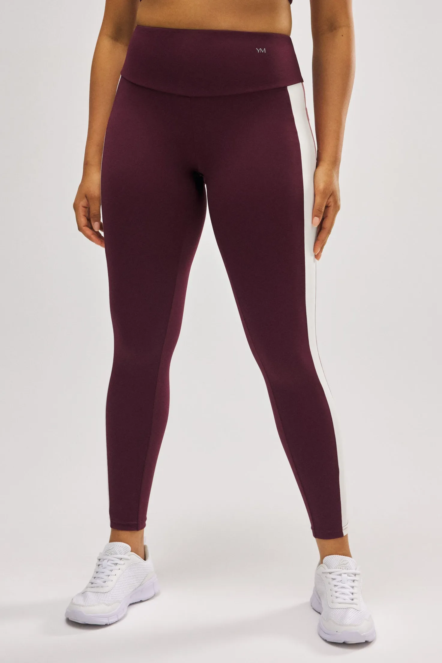 Leggings deportivos color block efecto push-up burdeos