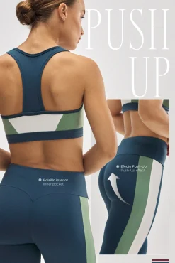 Leggings deportivos color block efecto push-up burdeos