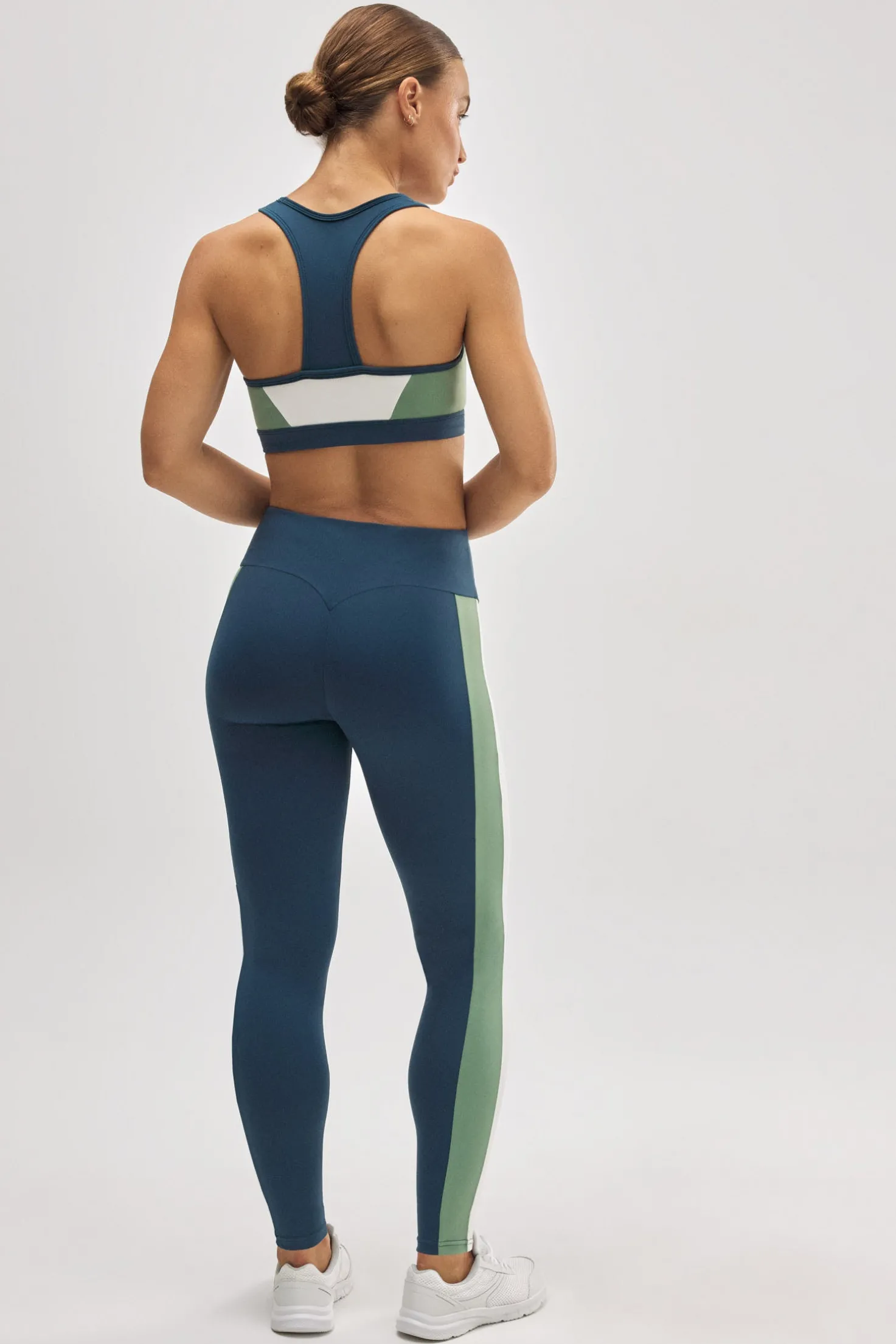 Leggings deportivos color block efecto push-up azul