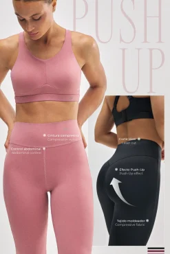 Leggings deportivos Compressive efecto push-up burdeos