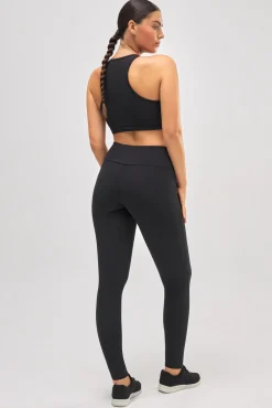 Leggings deportivos de tiro alto tacto algodonero negro