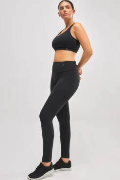 Leggings deportivos de tiro alto tacto algodonero negro