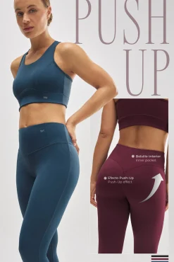 Leggings deportivos efecto push-up burdeos
