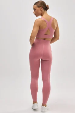 Leggings deportivos largos compressive vientre plano rosa