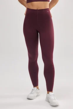 Leggings deportivos largos compressive vientre plano burdeos
