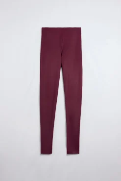 Leggings deportivos largos compressive vientre plano burdeos