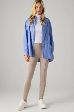 Leggings efecto ante detalle costuras delanteras beige