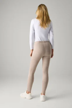 Leggings efecto ante detalle costuras delanteras beige