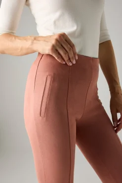 Leggings efecto ante detalle costuras delanteras rosa