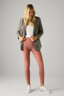 Leggings efecto ante detalle costuras delanteras rosa