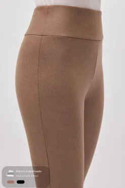 Leggings efecto metalizado marrón