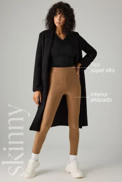 Leggings térmico efecto piel camel