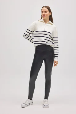 Leggings térmicos vientre plano efecto piel negro