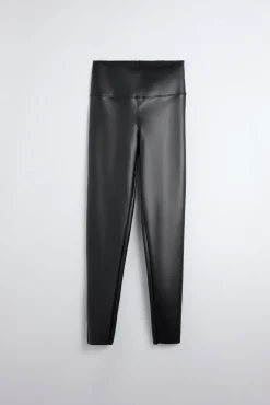 Leggings térmicos vientre plano efecto piel negro