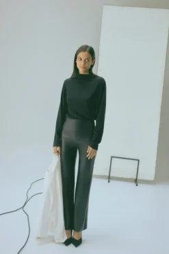 Leggings térmicos vientre plano efecto piel flare negro