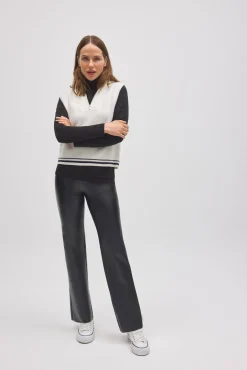 Leggings térmicos vientre plano efecto piel flare negro