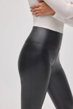Leggings térmicos vientre plano efecto piel flare negro