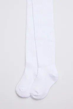 Leotardo canalé infantil blanco