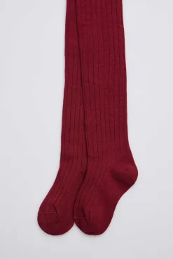 Leotardo canalé infantil granate