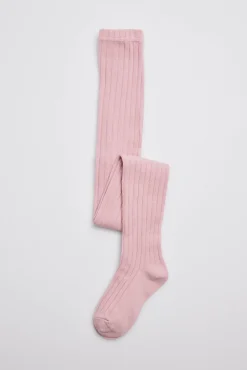 Leotardo canalé infantil rosa pastel