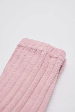 Leotardo canalé infantil rosa pastel