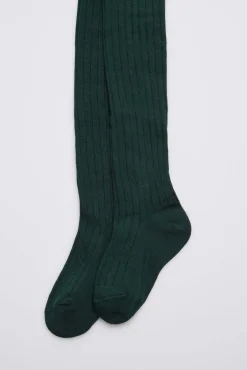 Leotardo canalé infantil verde botella