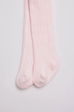 Leotardo canalé rosa palo