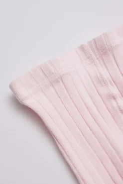 Leotardo canalé rosa palo