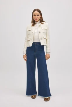 Look con pantalón wide leg marino @emidelgado79