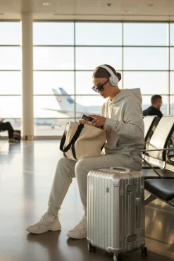 Look de viaje sudadera con capucha & jogger gris