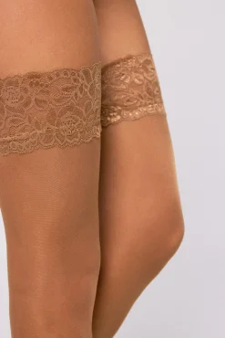 Media con liga de blonda 40 den beige