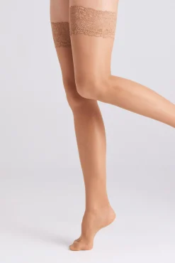 Medias con liga 20 denier beige