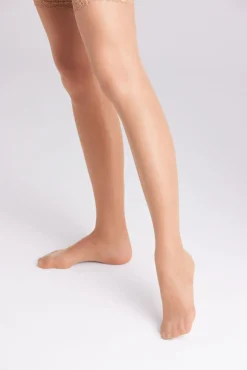 Medias con liga 20 denier beige