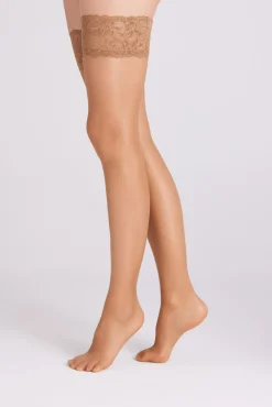 Medias con liga 15 denier bronce