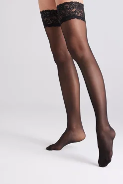 Medias con liga 20 denier negro