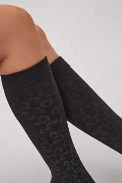 Mini media térmica estampado leopardo 140 denier