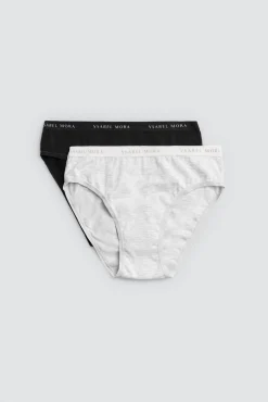 Pack 2 bragas midi básicas algodón negro y gris