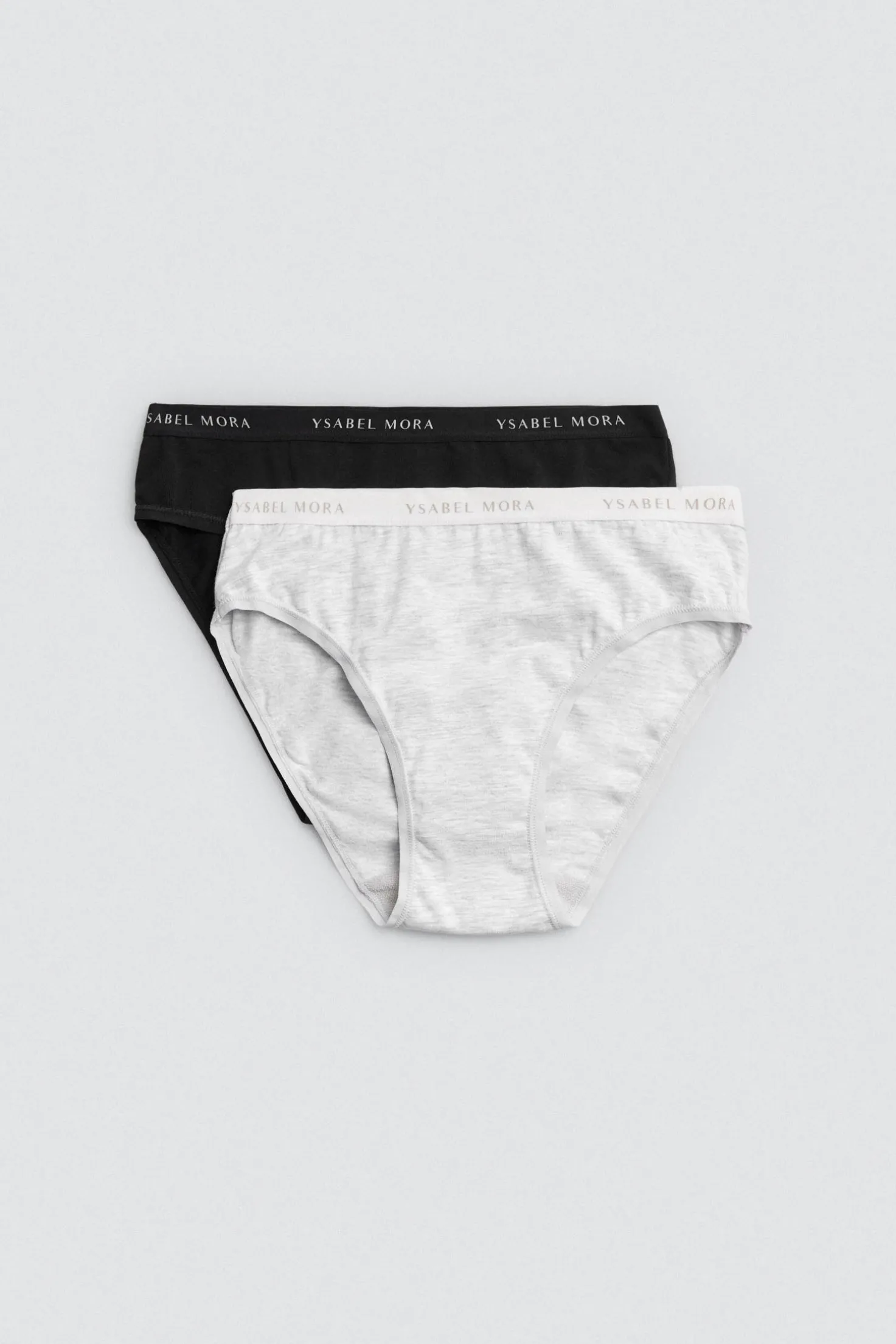 Pack 2 bragas midi básicas algodón negro y gris