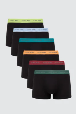 Pack 6 bóxers negros con banda de color